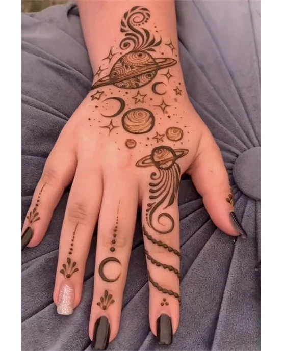 Sunflower Geometric Layout Using Back Hand Mehndi Design Sunflower Geometric Layout Using Back Hand Mehndi Design